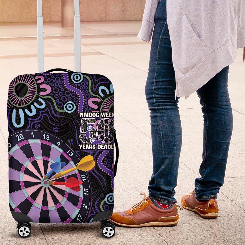 First Nations Darts NAIDOC 2026 Luggage Cover Aboriginal Dot Art Dartboard Purple