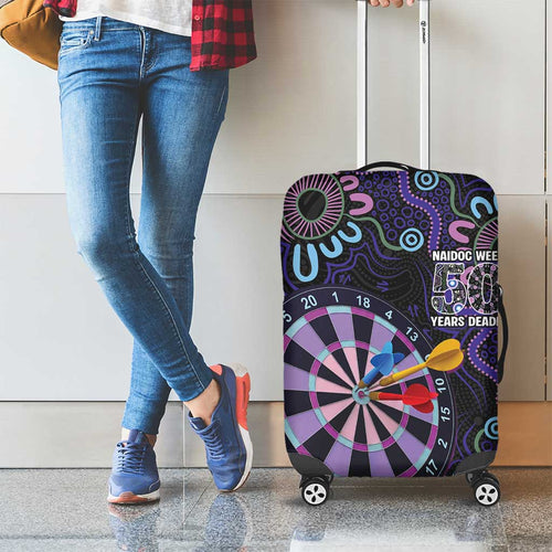 First Nations Darts NAIDOC 2026 Luggage Cover Aboriginal Dot Art Dartboard Purple