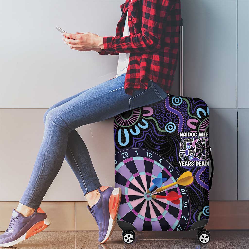 First Nations Darts NAIDOC 2026 Luggage Cover Aboriginal Dot Art Dartboard Purple