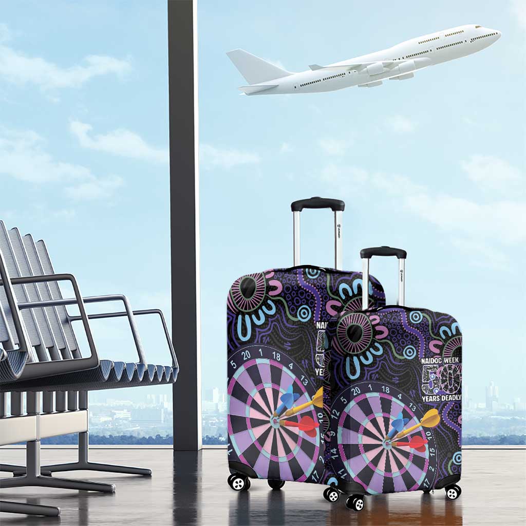 First Nations Darts NAIDOC 2026 Luggage Cover Aboriginal Dot Art Dartboard Purple