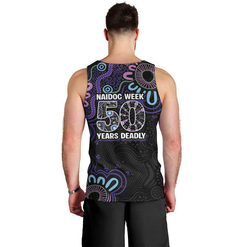 First Nations Darts NAIDOC 2026 Men Tank Top Aboriginal Dot Art Dartboard Purple