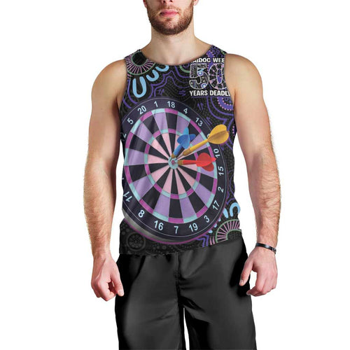 First Nations Darts NAIDOC 2026 Men Tank Top Aboriginal Dot Art Dartboard Purple