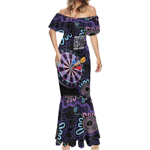 First Nations Darts NAIDOC 2026 Mermaid Dress Aboriginal Dot Art Dartboard Purple