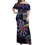 First Nations Darts NAIDOC 2026 Off Shoulder Maxi Dress Aboriginal Dot Art Dartboard Purple