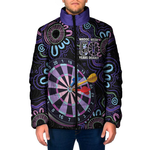 First Nations Darts NAIDOC 2026 Padded Jacket Aboriginal Dot Art Dartboard Purple
