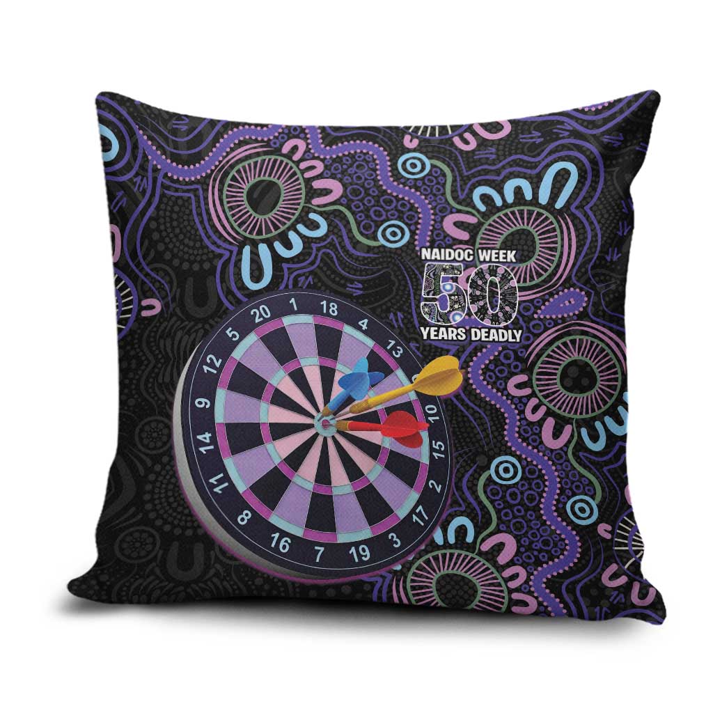 First Nations Darts NAIDOC 2026 Pillow Cover Aboriginal Dot Art Dartboard Purple