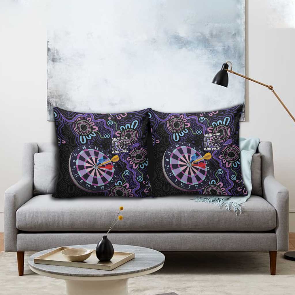 First Nations Darts NAIDOC 2026 Pillow Cover Aboriginal Dot Art Dartboard Purple