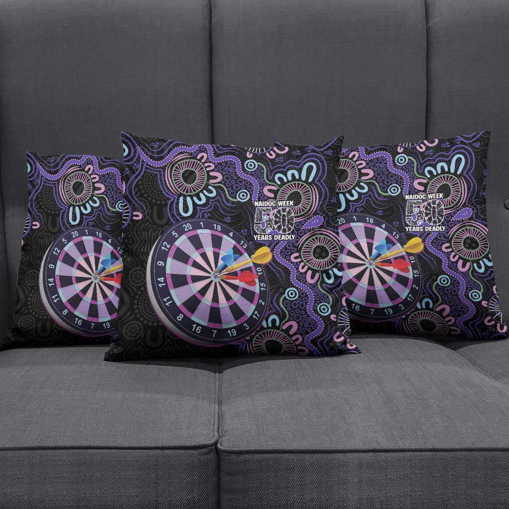 First Nations Darts NAIDOC 2026 Pillow Cover Aboriginal Dot Art Dartboard Purple