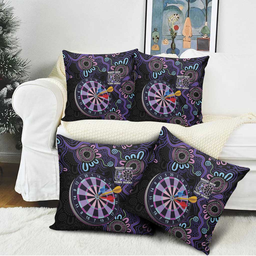 First Nations Darts NAIDOC 2026 Pillow Cover Aboriginal Dot Art Dartboard Purple
