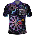 First Nations Darts NAIDOC 2026 Polo Shirt Aboriginal Dot Art Dartboard Purple