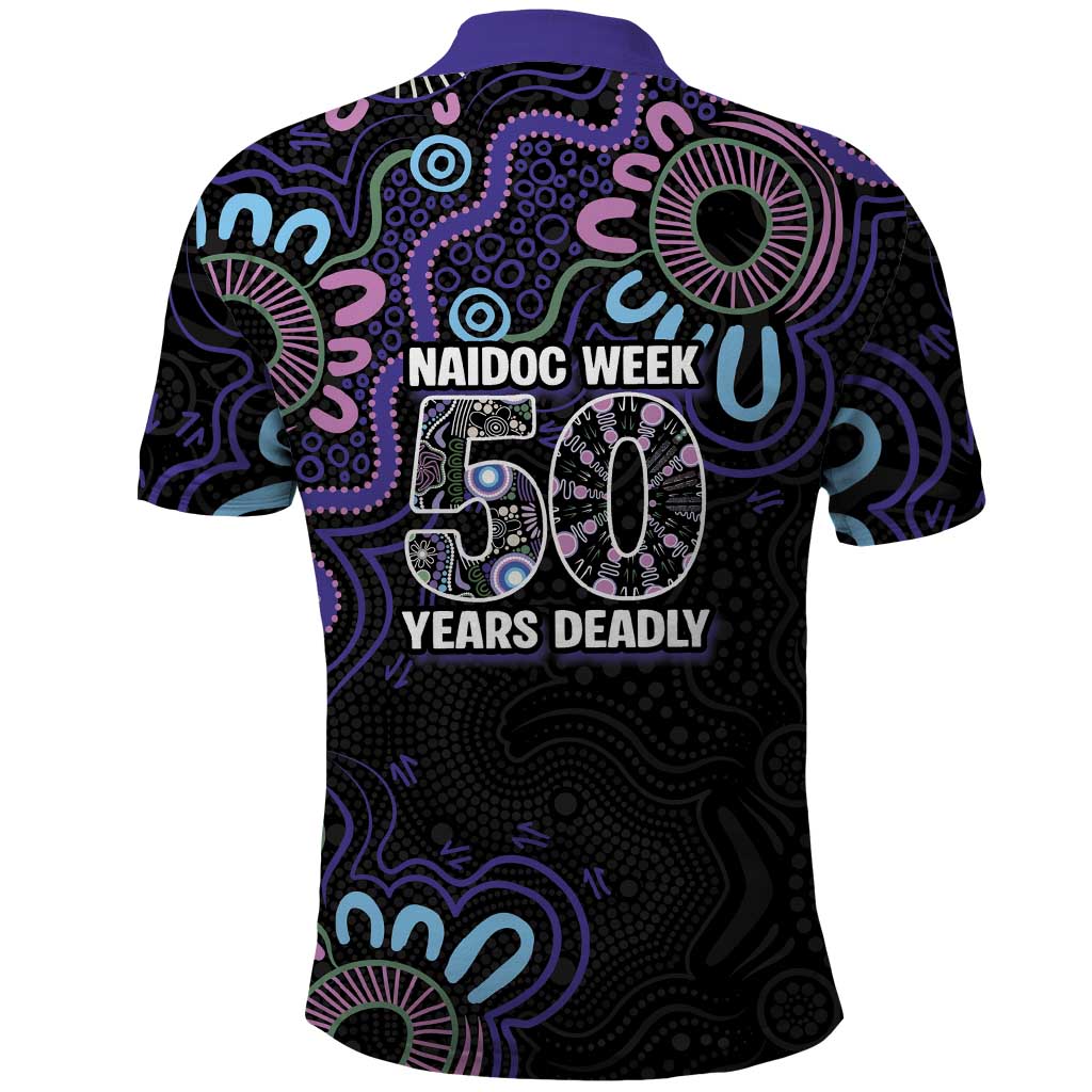 First Nations Darts NAIDOC 2026 Polo Shirt Aboriginal Dot Art Dartboard Purple