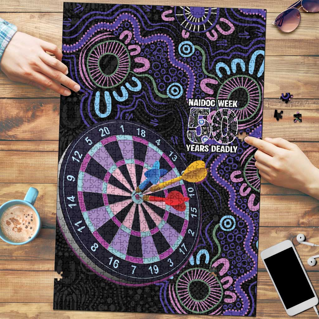 First Nations Darts NAIDOC 2026 Puzzle Aboriginal Dot Art Dartboard Purple