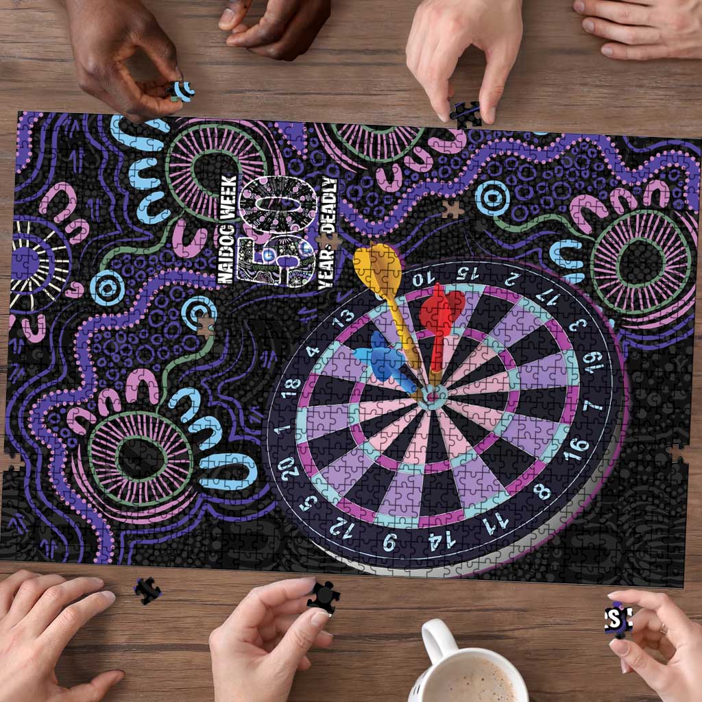First Nations Darts NAIDOC 2026 Puzzle Aboriginal Dot Art Dartboard Purple