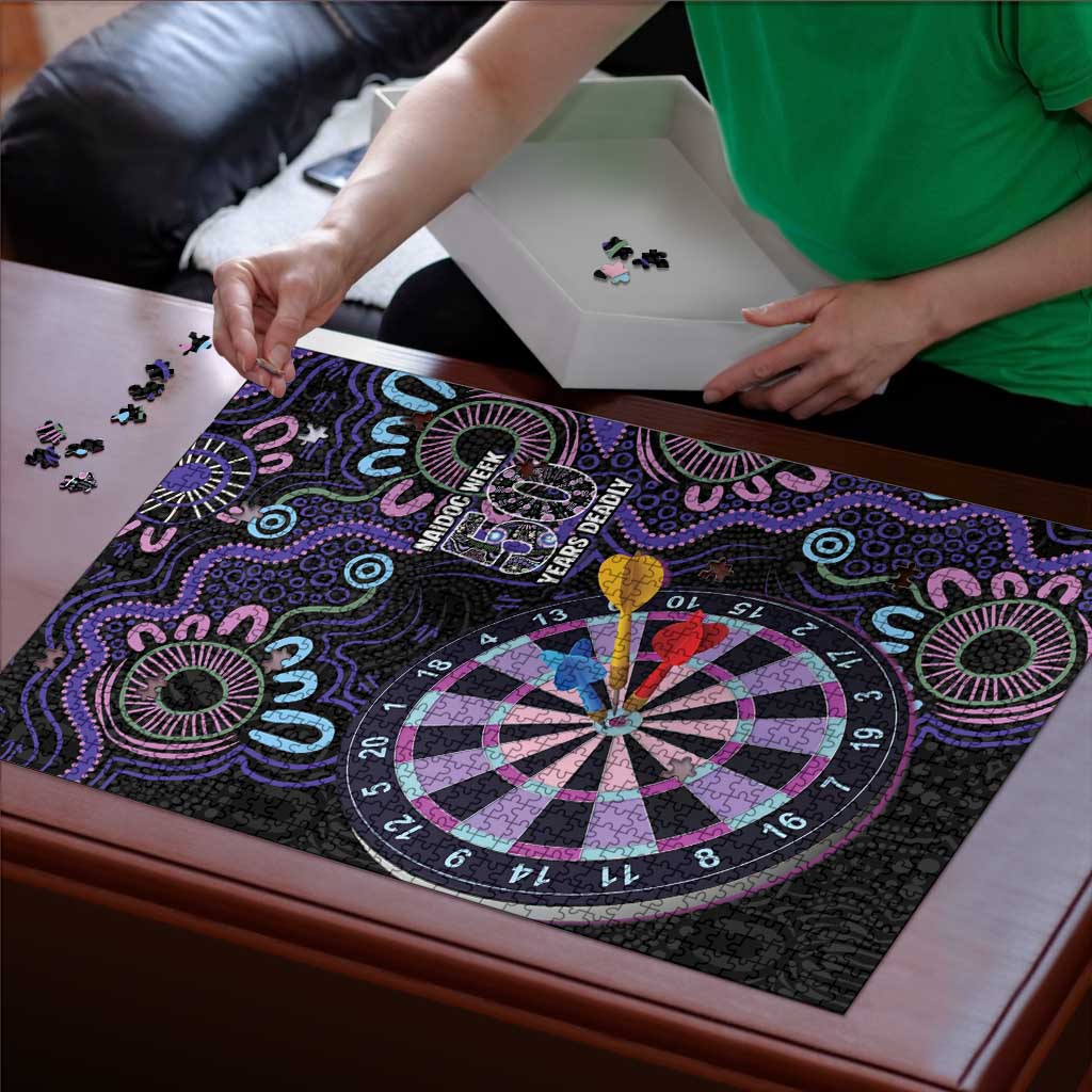 First Nations Darts NAIDOC 2026 Puzzle Aboriginal Dot Art Dartboard Purple