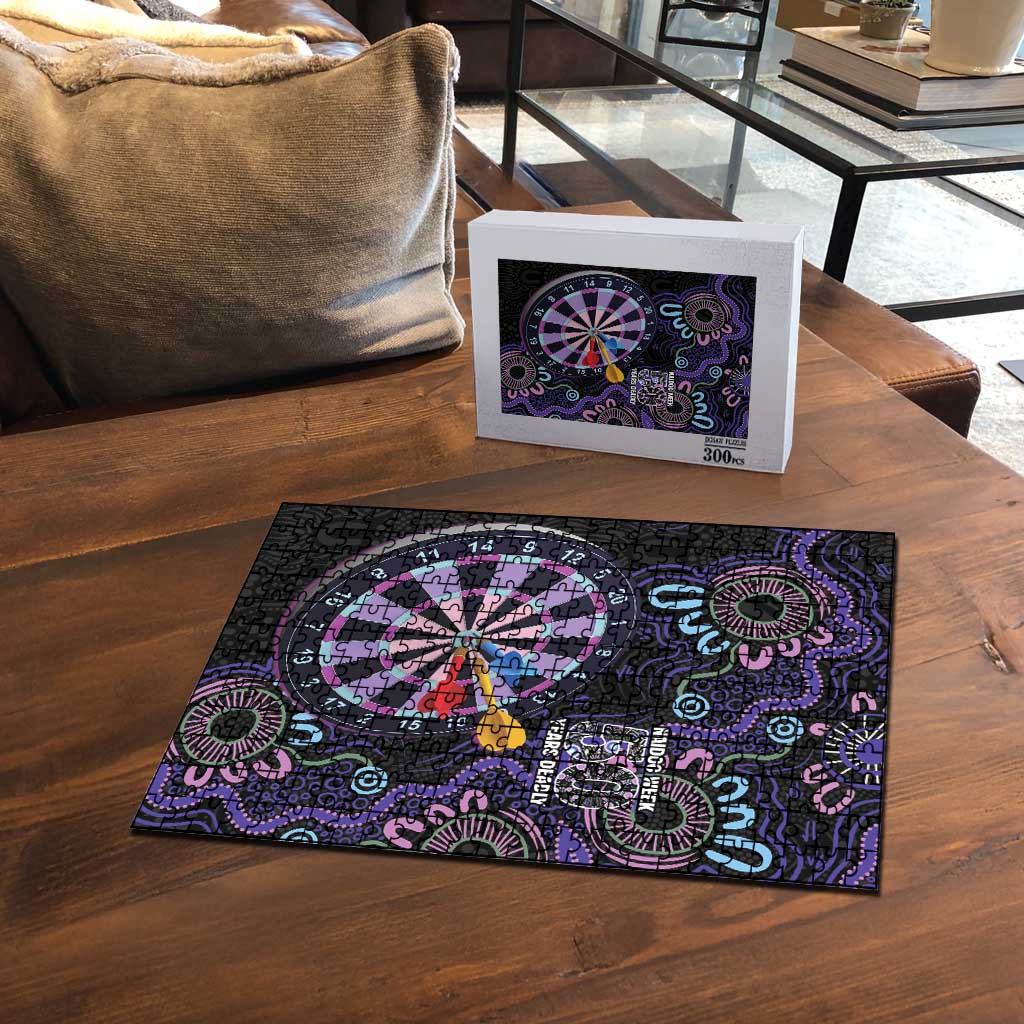 First Nations Darts NAIDOC 2026 Puzzle Aboriginal Dot Art Dartboard Purple