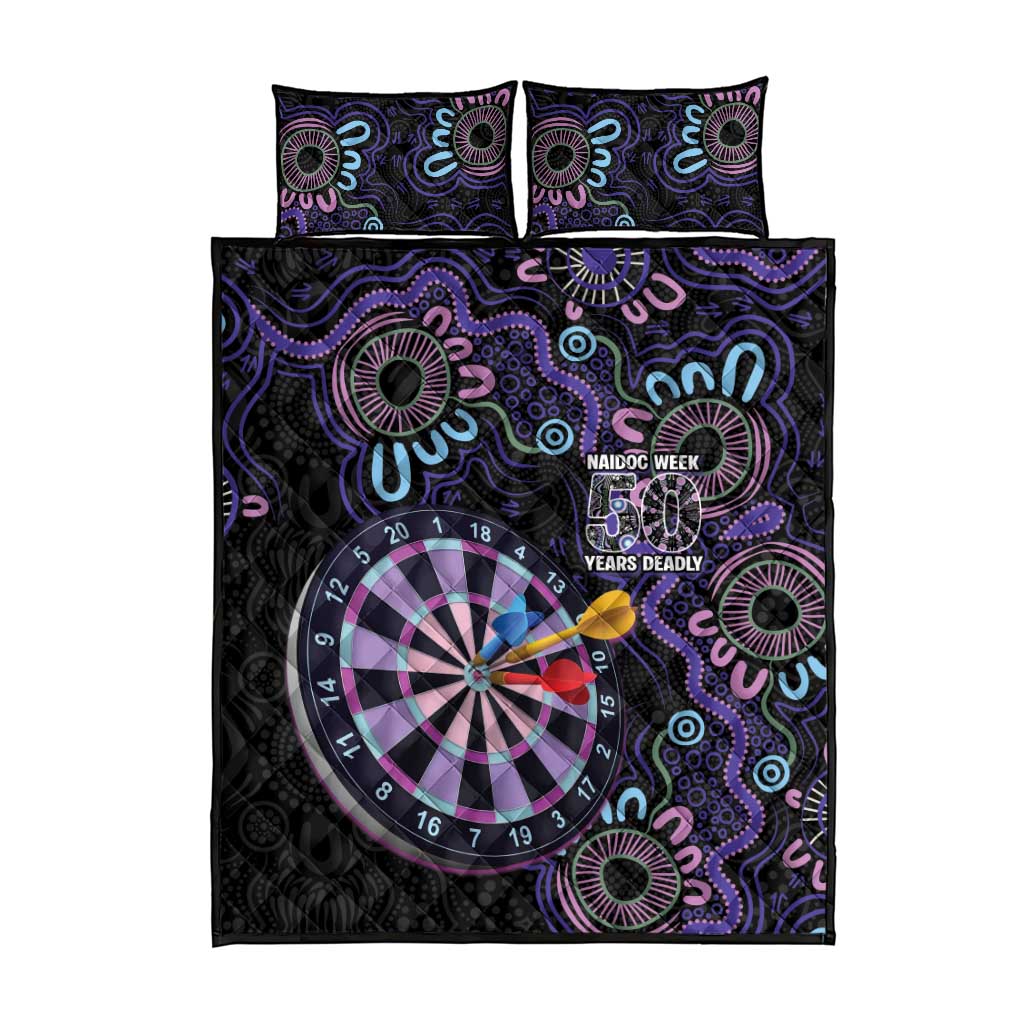 First Nations Darts NAIDOC 2026 Quilt Bed Set Aboriginal Dot Art Dartboard Purple
