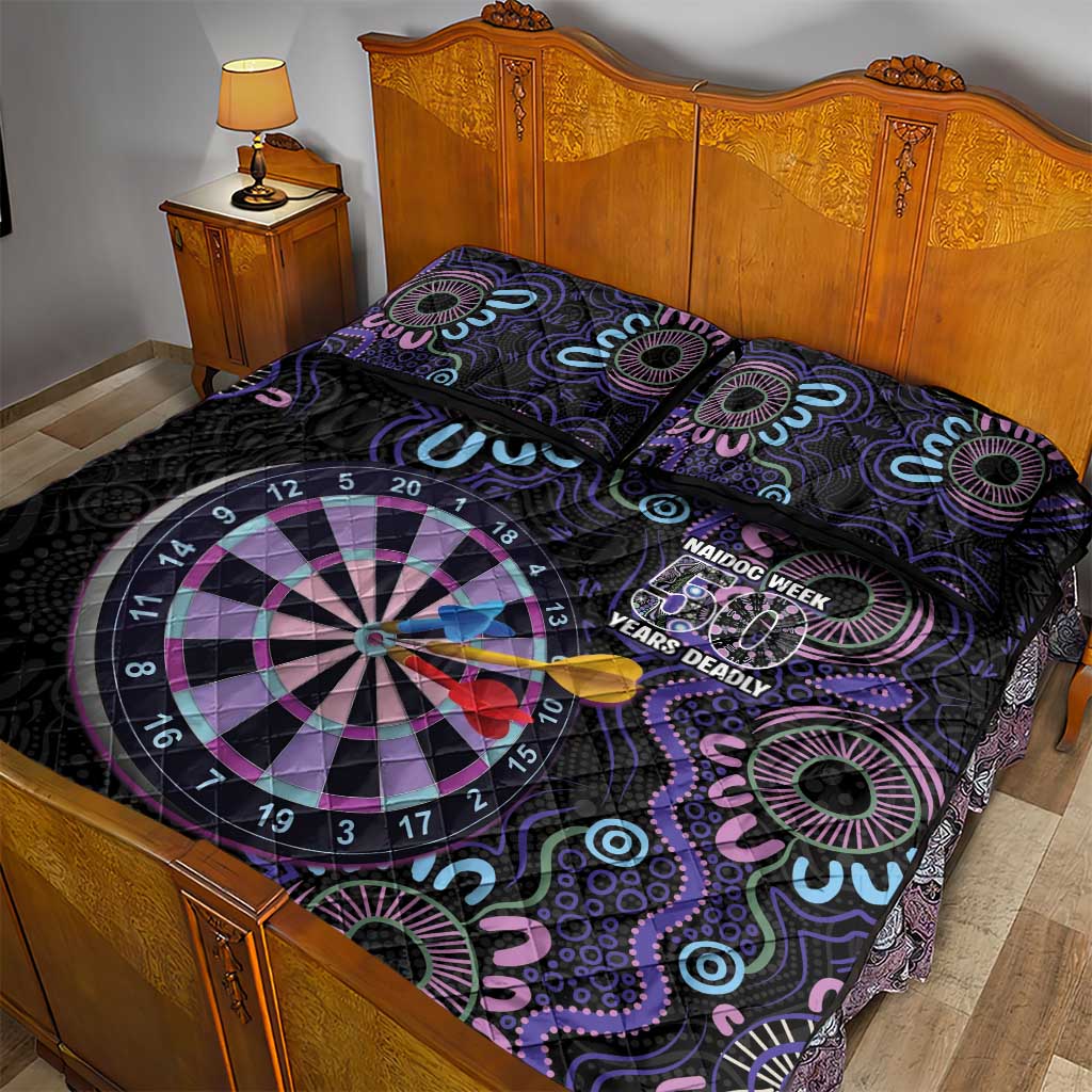 First Nations Darts NAIDOC 2026 Quilt Bed Set Aboriginal Dot Art Dartboard Purple