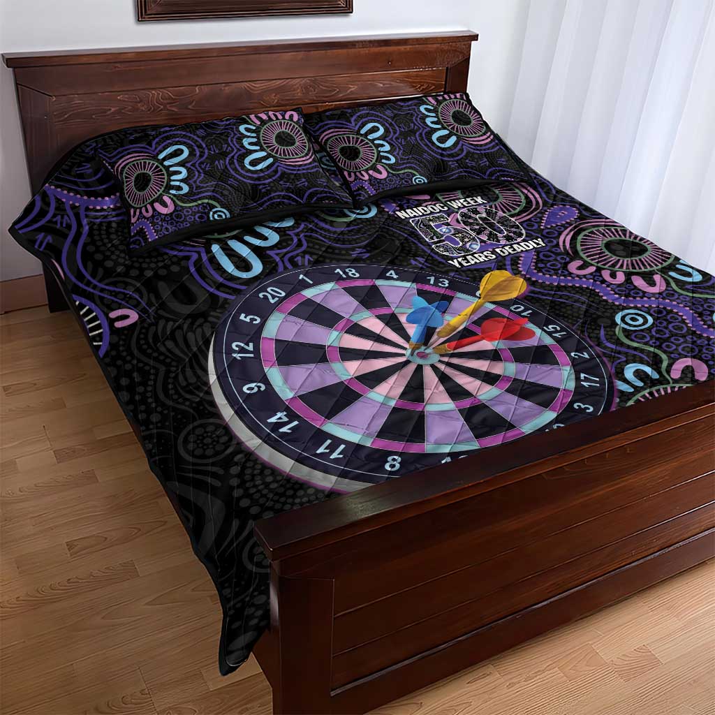 First Nations Darts NAIDOC 2026 Quilt Bed Set Aboriginal Dot Art Dartboard Purple