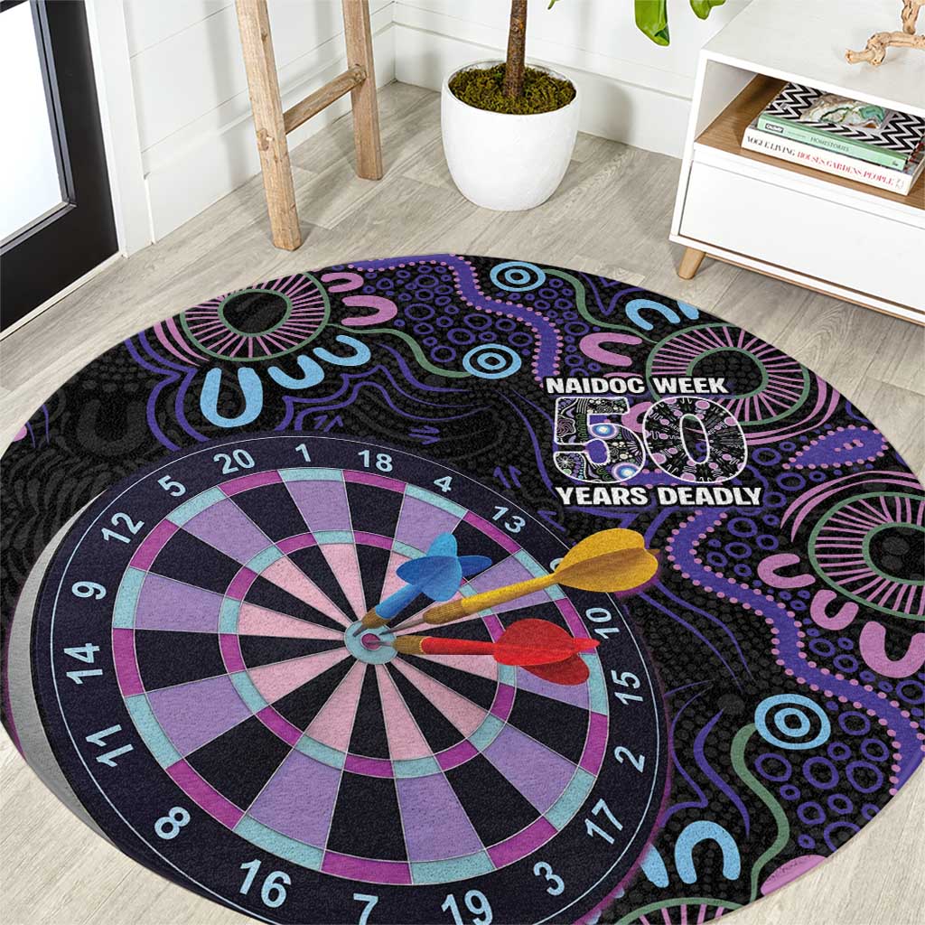 First Nations Darts NAIDOC 2026 Round Carpet Aboriginal Dot Art Dartboard Purple