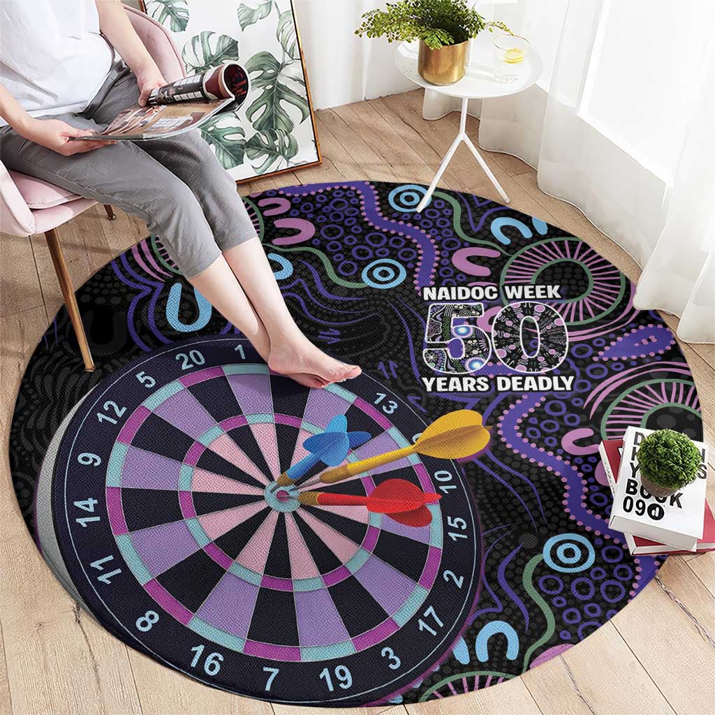 First Nations Darts NAIDOC 2026 Round Carpet Aboriginal Dot Art Dartboard Purple