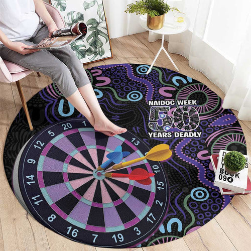 First Nations Darts NAIDOC 2026 Round Carpet Aboriginal Dot Art Dartboard Purple