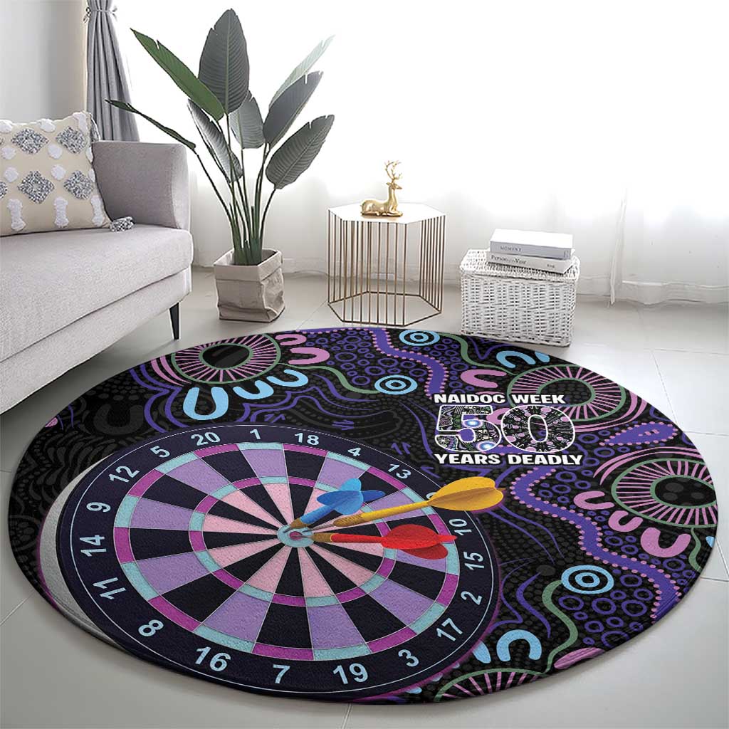 First Nations Darts NAIDOC 2026 Round Carpet Aboriginal Dot Art Dartboard Purple