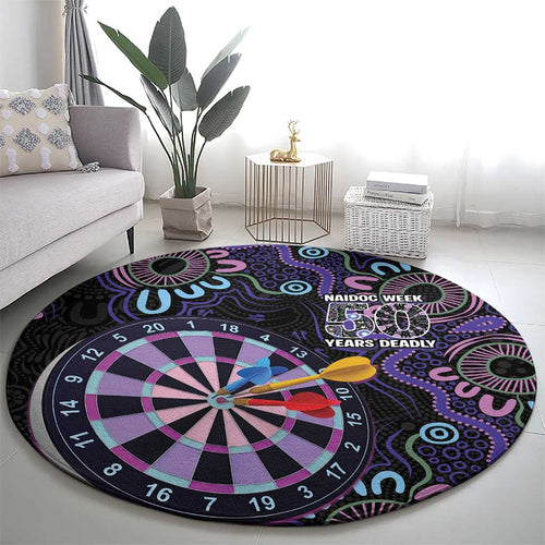 First Nations Darts NAIDOC 2026 Round Carpet Aboriginal Dot Art Dartboard Purple