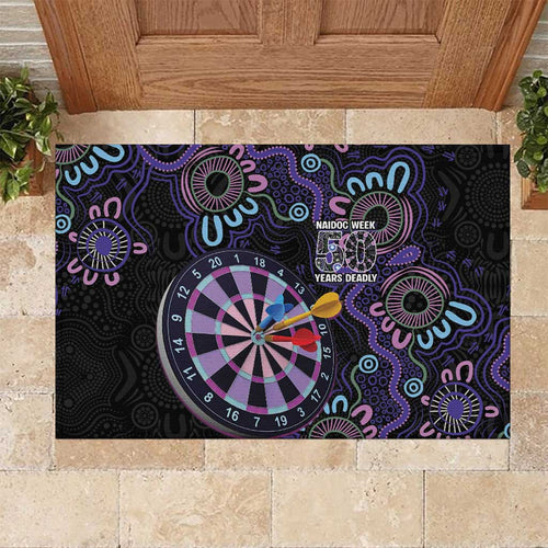 First Nations Darts NAIDOC 2026 Rubber Doormat Aboriginal Dot Art Dartboard Purple
