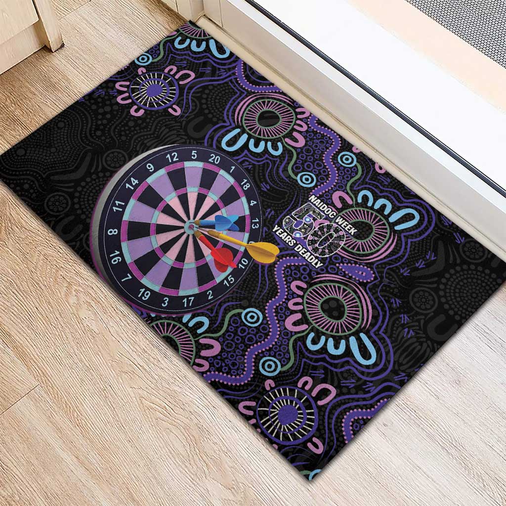 First Nations Darts NAIDOC 2026 Rubber Doormat Aboriginal Dot Art Dartboard Purple
