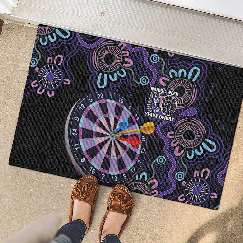 First Nations Darts NAIDOC 2026 Rubber Doormat Aboriginal Dot Art Dartboard Purple