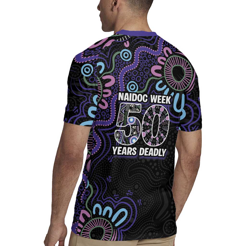 First Nations Darts NAIDOC 2026 Rugby Jersey Aboriginal Dot Art Dartboard Purple