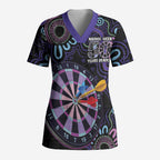 First Nations Darts NAIDOC 2026 Scrub Top Aboriginal Dot Art Dartboard Purple