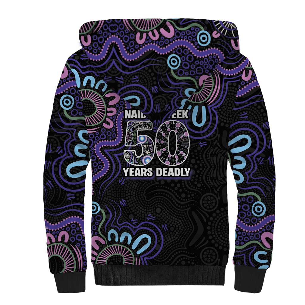 First Nations Darts NAIDOC 2026 Sherpa Hoodie Aboriginal Dot Art Dartboard Purple