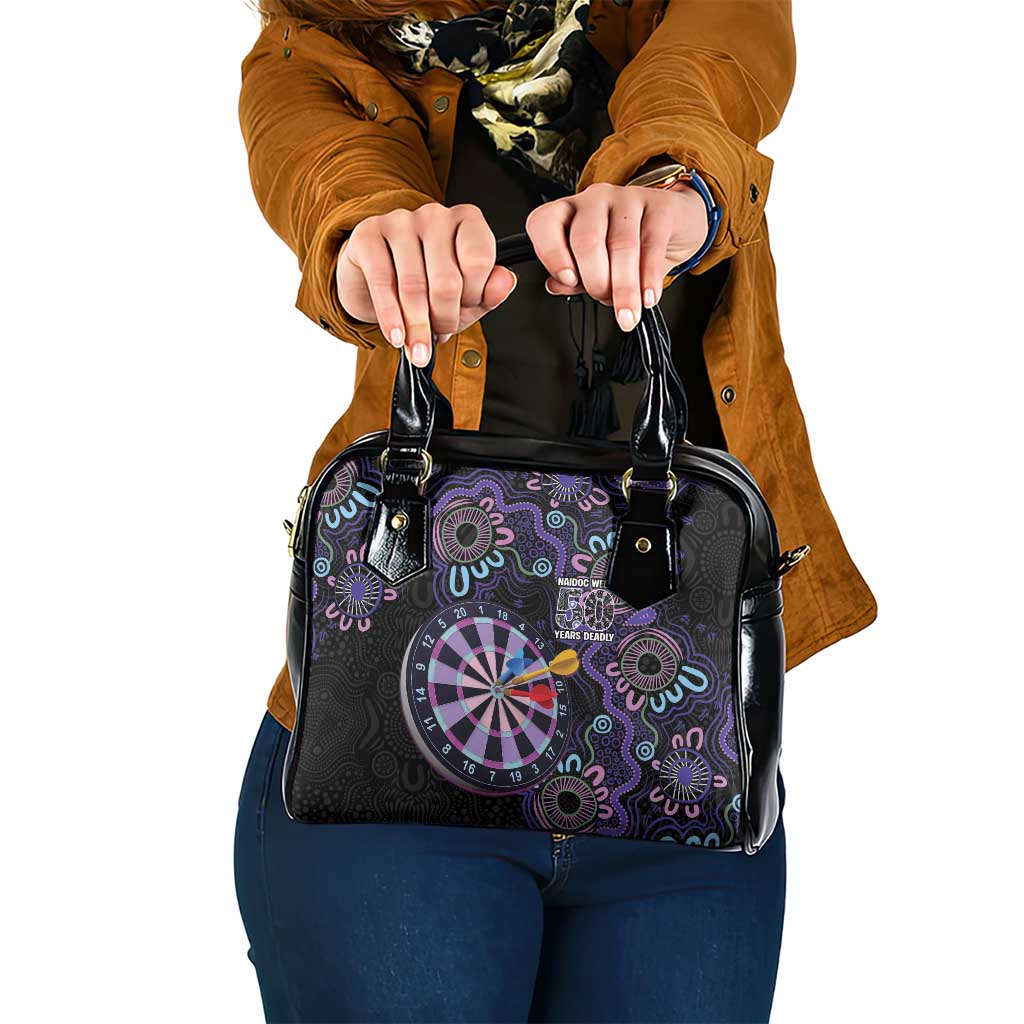 First Nations Darts NAIDOC 2026 Shoulder Handbag Aboriginal Dot Art Dartboard Purple