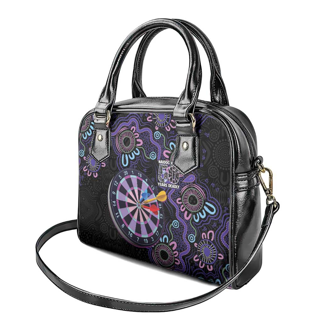 First Nations Darts NAIDOC 2026 Shoulder Handbag Aboriginal Dot Art Dartboard Purple