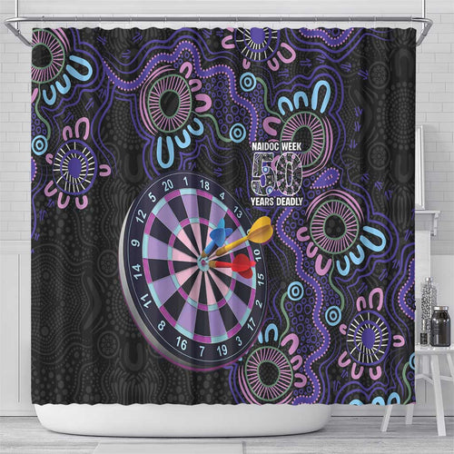 First Nations Darts NAIDOC 2026 Shower Curtain Aboriginal Dot Art Dartboard Purple