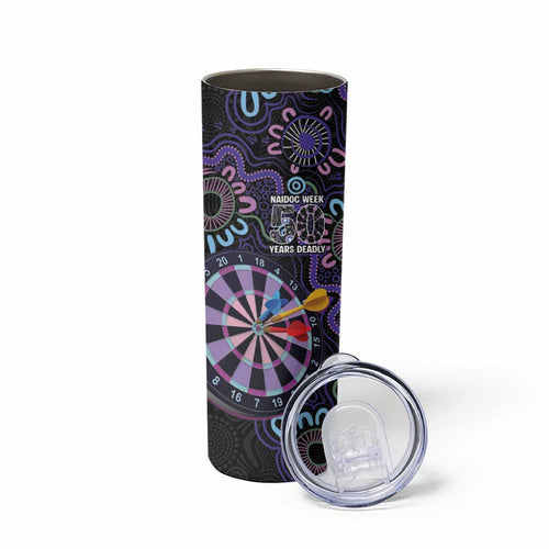 First Nations Darts NAIDOC 2026 Skinny Tumbler Aboriginal Dot Art Dartboard Purple