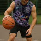 First Nations Darts NAIDOC 2026 Sleeveless Hoodie Aboriginal Dot Art Dartboard Purple