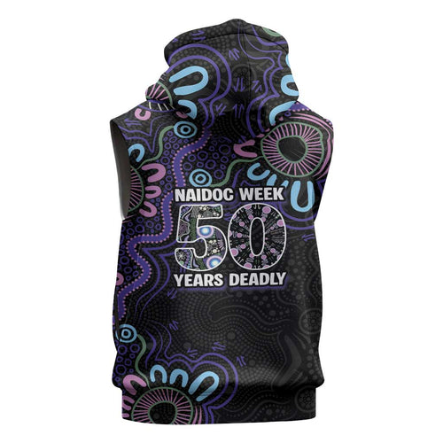 First Nations Darts NAIDOC 2026 Sleeveless Zip Hoodie Aboriginal Dot Art Dartboard Purple