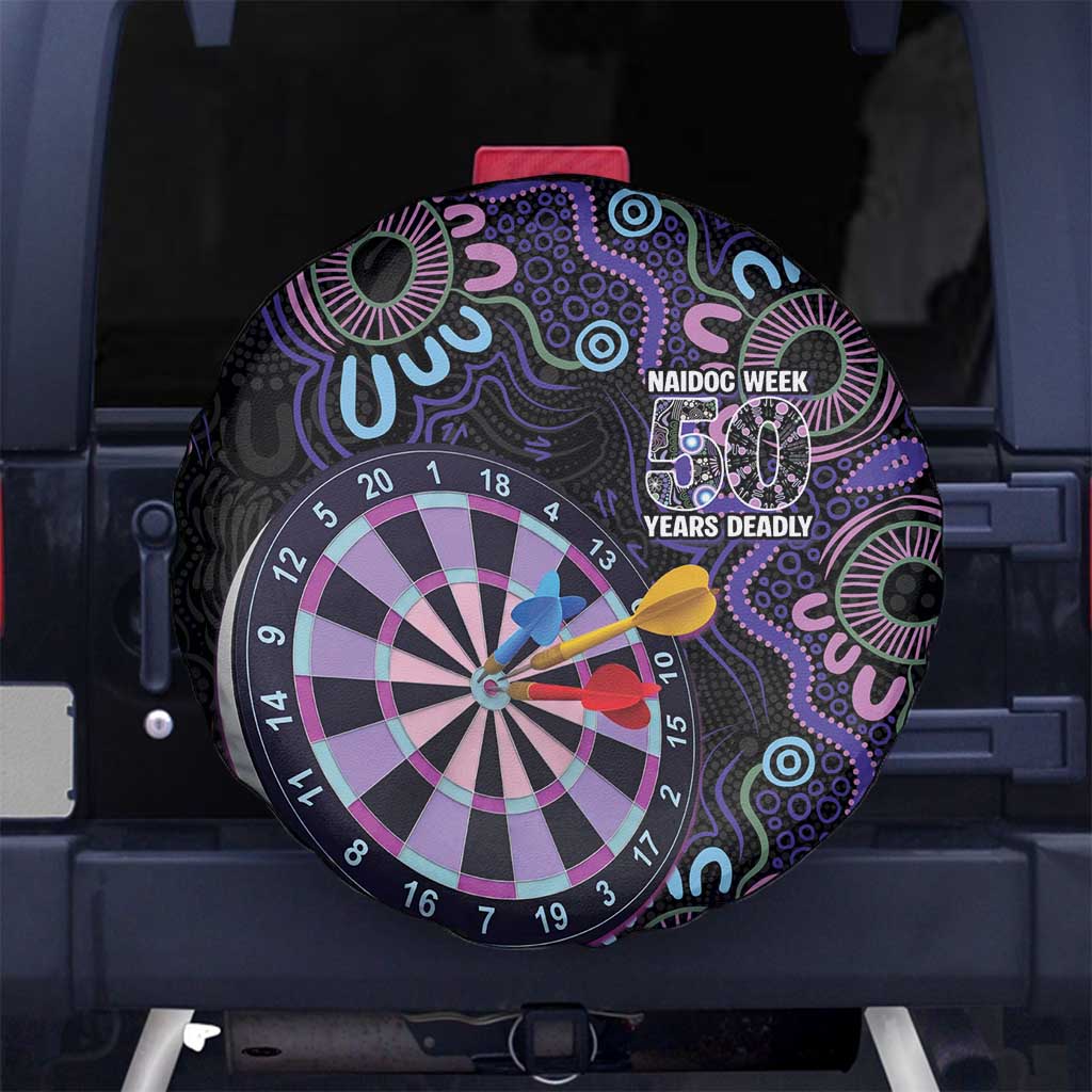 First Nations Darts NAIDOC 2026 Spare Tire Cover Aboriginal Dot Art Dartboard Purple