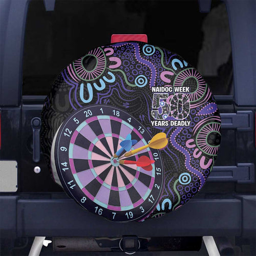 First Nations Darts NAIDOC 2026 Spare Tire Cover Aboriginal Dot Art Dartboard Purple
