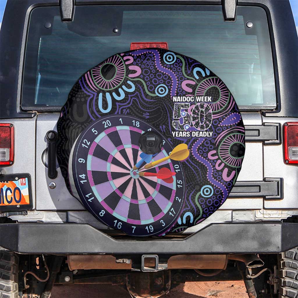 First Nations Darts NAIDOC 2026 Spare Tire Cover Aboriginal Dot Art Dartboard Purple
