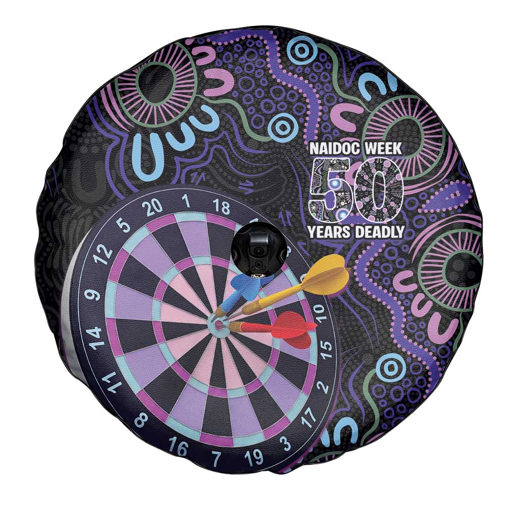 First Nations Darts NAIDOC 2026 Spare Tire Cover Aboriginal Dot Art Dartboard Purple