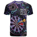 First Nations Darts NAIDOC 2026 T Shirt Aboriginal Dot Art Dartboard Purple