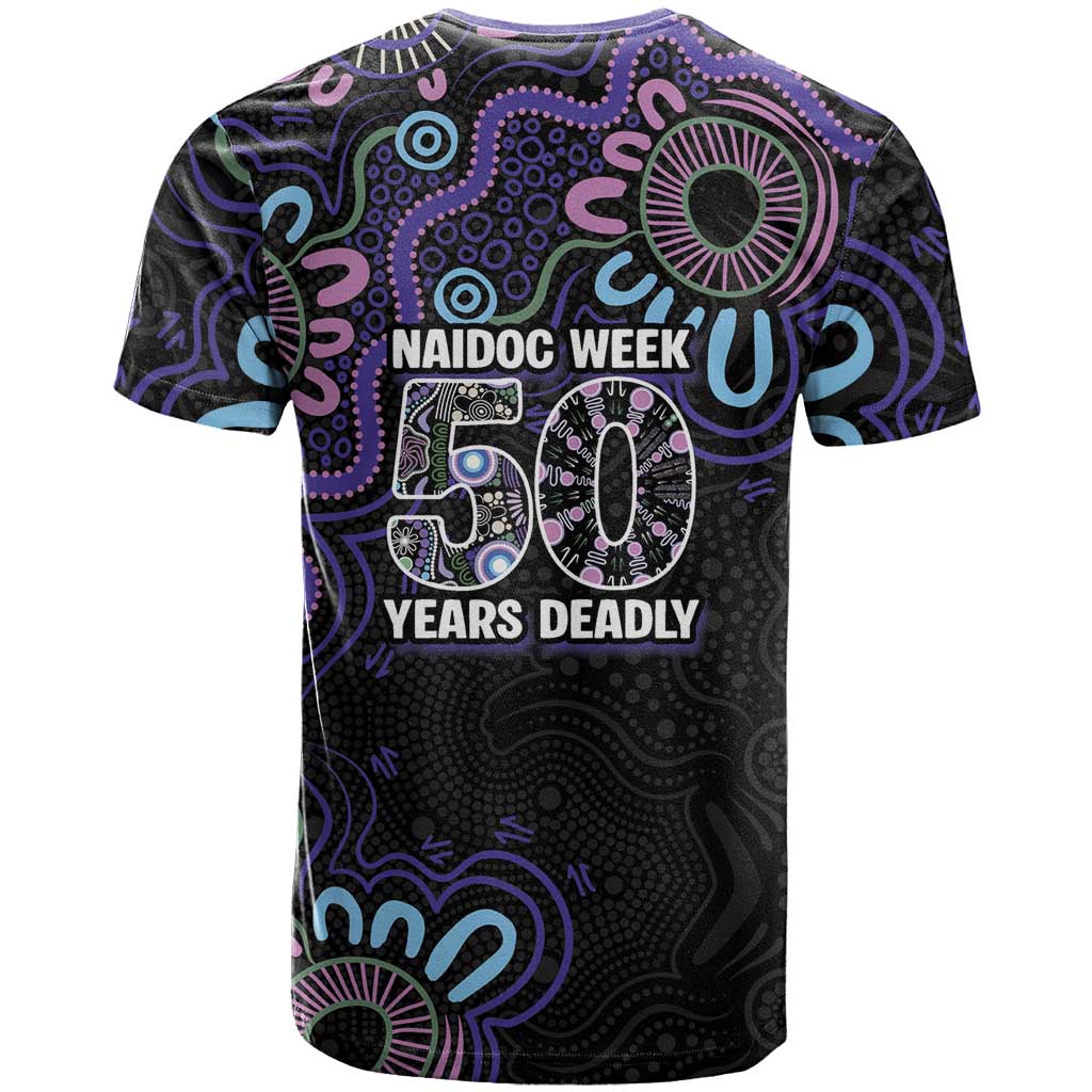 First Nations Darts NAIDOC 2026 T Shirt Aboriginal Dot Art Dartboard Purple