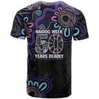 First Nations Darts NAIDOC 2026 T Shirt Aboriginal Dot Art Dartboard Purple