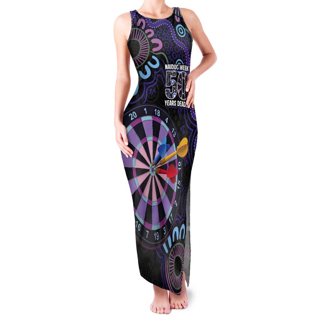 First Nations Darts NAIDOC 2026 Tank Maxi Dress Aboriginal Dot Art Dartboard Purple
