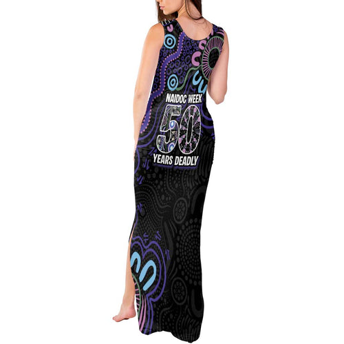 First Nations Darts NAIDOC 2026 Tank Maxi Dress Aboriginal Dot Art Dartboard Purple