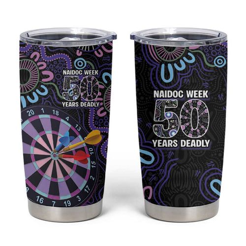 First Nations Darts NAIDOC 2026 Tumbler Cup Aboriginal Dot Art Dartboard Purple