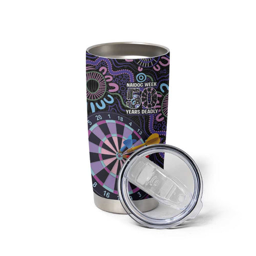 First Nations Darts NAIDOC 2026 Tumbler Cup Aboriginal Dot Art Dartboard Purple